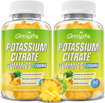 Potassium Citrate Gummies, High Potassium Supplement Gummies 1200Mg Support Leg Cramps & Muscle Health, Potassium Gummies For Adults & Kids, Vegan, Pineapple Flavor 60 Count
