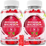 Potassium Magnesium Supplement Gummies, Potassium Gummies For Adults Kids, High Absorption Magnesium Glycinate For Leg Cramps & Immune Health, Sugar-Free, Vegan Mixed Flavors, 120 Count