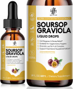 Premium Soursop Graviola For Digestion, Support Healthy Skin & Sleep, Soursop Extract Liquid Drop From Graviola Leaf And Fruit, Sugar/Caffeine/Gluten Free, Passion Fruit Flavor, 2 Fl Oz