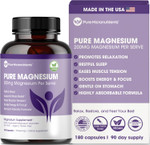 Pure Magnesium Glycinate Supplement  Highly Absorbable Chelated Magnesium For Sleep, Muscle & Nerve Health, Energy, Relaxation & Bone Health  200Mg Per Serving, 180 Capsules