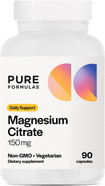 Pureformulas Magnesium Citrate - Supplement For Sleep, Heart Health - Non-Gmo - 90 Vegetarian Capsules