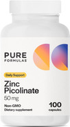 Pureformulas Zinc Picolinate 50 Mg - Immunity & Hormone Support - Bioavailable 50 Mg Zinc Supplement 100 Capsules