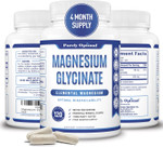 Purely Optimal Pure Magnesium Glycinate 500Mg  Sleep Support & Stress Relief  Gentle, High Absorption Capsules For Muscle Relaxation & Calm  Third Party Tested, 120 Capsules