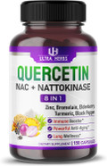 Quercetin Supplement With Bromelain, Vitamin C And Zinc, Nattokinase, Nac, Elderberry, Elderberry | 8 In 1 Ultra Antioxidant Complex For Immune Health | 150 Capsules