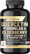Quercetin With Vitamin C And Zinc - 500Mg - Quercetin With Bromelain - Zinc Quercetin - 120 Veggie Caps - Elderberry With Zinc And Vitamin C For Adults (Non-Gmo, Vegan) 4 Months Supply