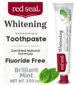 Red Seal Fluoride Free Whitening Toothpaste - Mint - Vegan Friendly, Cruelty Free, No Synthetic Colors Or Artificial Flavors, Natrue Certified Natural Ingredients, Paraben & Sls Free, 3.53 Oz