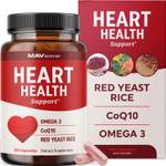 Red Yeast Rice With Coq10 + Omega 3 For Healthy Cholesterol Support | 1200Mg | Heart Health Support | Red Yeast Rice 1200 Mg. Capsules | Non-Gmo, Gluten-Free | Heart Health Supplements | 90 Ct