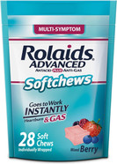 Rolaids Advanced Antacid Plus Anti-Gas Softchews, 28 Count, Mixed Berry, Heartburn And Gas Relief