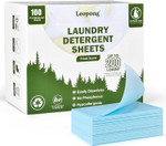 Leopong Laundry Detergent Sheets Hypoallergenic 100 Eco-Friendly Sheets-Plastic-Free-New Liquid-Less Technology for Home Dorm Travel Camping & Hand Washing (Fresh, Up to 200 Small Loads)