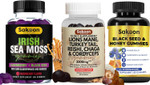 Sakoon Nutrition Superfood Gummies Bundle  Black Seed Oil, Irish Sea Moss & Lions Mane Mushroom  Antioxidant, Immune, Digestive & Brain Health Support  60 Gummies Each