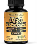 Shilajit 10,000Mg, Irish Sea Moss 2000Mg, Ashwagandha 3000Mg, Tongkat Ali 30,000Mg, Boron, Magnesium, Pqq & More | 60 Capsules - 30 Days Supply| Fulvic Acid Veg Capsules| Vegan| Gluten Free | Non-Gmo