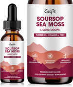 Soursop Graviola Liquid Drop  Soursop Bitters Liquid Drops With Sea Moss, Turmeric & Vitamins B6 C Zinc For Cell Support, Antioxidant, Relaxation & Immune Boost, Passion Fruit Flavor,2 Fl Oz