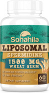 Spermidine Supplement 15 Mg - 99% Purity, High Absorption, 1500 Mg Fermented Wheat Germ Extract With Zinc & Thiamin, Spermidine For Men & Women - Cellular Renewal, Aging Defense, Energy, 180 Softgels