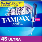 Tampax Pearl Tampons, With Leakguard Braid, Ultra Absorbency, Unscented, 32 Count