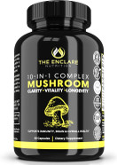 The Enclare Nutrition Mushroom Supplement 10In1 Complex Immune Support Lions Mane, Reishi, Turkey Tail, Cordyceps, Chaga, Maitake, Shiitake, Agaricus: Nootropic Brain, Energy Booster (1)