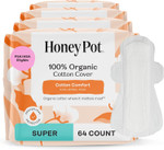 The Honey Pot Company - 64Ct - Sanitary Pads For Women - Non-Herbal Super W/Wings - Organic - Cotton Cover, & Ultra-Absorbent Pulp Core - Feminine Care - Fsa & Hsa