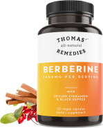 Thomas' All-Natural Remedies Berberine 500Mg (1000Mg Per Serving)- 120 Vegan Capsules- With Ceylon Cinnamon & Black Pepper- Supports Healthy Immune Function & Overall Wellness