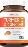 Turmeric And Ginger Supplement (Non-Gmo) 1980Mg Serving - Turmeric Curcumin With Black Pepper Bioperine, Ginger Extract, And 95% Curcuminoids Powder - Tumeric Joint Support Supplement - 90 Capsules