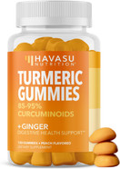 Turmeric Gummies With Ginger And 95% Curcuminoids - Digestive Health And Immune Support Supplement For Overall Wellness - 120 Count - Vegan, Non-Gmo Curcumin Vitamin - Peach Flavor, 2 Month Supply