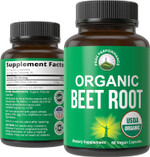 Usda Organic Beet Root Vegan Capsules. Beets Juice Powder Super Food Pills 1200 Mg. Nitric Oxide Energy Boosting Beetroot Extract Capsules. Polyphenol Support Supplement For Women And Men