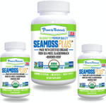 Usda Organic Sea Moss Capsules - Irish Sea Moss , Bladderwrackplus Burdock Root Supplement, 1400 Mg, 180 Capsules | Improve Gut Health, Immune Support, 3 Bottles | Gluten-Free | Non-Gmo