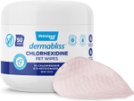 Vetnique Dermabliss Chlorhexidine For Dogs Skin Health Antibacterial Wipes For Dogs For Infections, Irritation & Redness Relief (Skin Wipes, 50 Count)