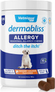 Vetnique Labs Dermabliss Dog Allergy Relief & Immune Support Supplement Allergy Chews For Dogs Itching And Licking With Omega 3 Fish Oil & Probiotics For Itch Relief - Vet Recommended (30 Count Chews)
