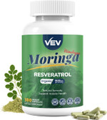 Vev Moringa Capsules With Turmeric & Resveratrol,Plant-Based Supplement For Immune Function Support, Skin Wellness & Daily Energy  Vegan, Gluten-Free, 180 Capsules