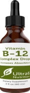 Vitamin B12 Sublingual Liquid Drops - B12 Methylcobalamin Supplement Great For Energy & Tiredness - Vitamin-B Supplements For Women & Men - 90 Day Supply