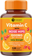 Vitamin C 1000Mg Supplement - Extra Strength Chewable Immune Support Vitamin C Dietary Supplement With Rose Hips, Nature'S Vitaminc Antioxidant Support, Natural, Vegan, Orange Flavor - 120 Tablets