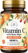 Vitamin C Supplement 1000Mg - Extra Strength With Rose Hips Bioflavonoids - Sugar Free Vitamin C Chewable Pills, Nature'S Vit C For Immune Support & Antioxidant Protection - 120 Chewable Tablets