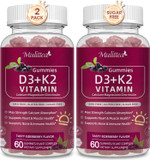Vitamin D3 10000 Iu + K2 (Mk-7) 200Mcg W/Calcium Magnesium Zinc Elderberry & Inulin-Highly Bioavailable-Enhanced Absorption For Immune & Bone Support- K2 D3 Vitamin Supplement-Vegan Gummies