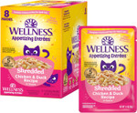 Wellness Appetizing Entrées Shredded Adult Wet Cat Food, Natural, Protein-Rich, Grain Free, 1.4 Ounce Pouch, 8 Pack (Chicken Recipe)