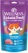 Wellness Lickable Treats Soft Puree Natural Grain Free Adult Cat Treats, Tuna Recipe, Contains 6 - 0.4 Ounce Squeezable Tubes