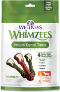 Wellness Whimzees Brushzees Dog Dental Treats, Natural Chews, Large Size Stick, (6 Count)