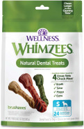 Whimzees Wellness Brushzees Dog Dental Treats, Natural Chews, Small Size Stick, (24 Count)