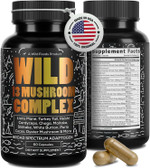 Wild Foods Premium Mushroom Supplement Complex | 10:1 Mushroom Extract 13 Organic Mushrooms: Lions Mane, Turkey Tail, Reishi & More Adaptogenic Mushrooms For Energy, Brain & Immune Health(60 Capsules)
