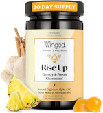Winged Rise Up Gummies | Energy & Brain Boost Supplement | Natural Caffeine, Ashwagandha & B12 For Energy | Nootropics Alpha-Gpc, LionS Mane & Huperzine A For Focus | Pineapple Flavor (90 Servings)