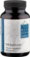 Wise Woman Herbals Gi Capsules, Non-Gmo, Plant-Based Digestive Blend With Slippery Elm, Marshmallow Root & Plantain, Soothes Gut Lining, Relieves Gas, Bloating, 90 Veg Caps