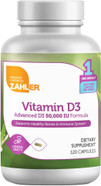 Zahler - Advanced Vitamin D3 50000 Iu Capsules (120 Count) Kosher Vegetarian Friendly Vitamin D For Immune Support, Bone, Teeth & Muscle Health - Weekly D3 Vitamin Supplement- Easy Swallow Vitamin D3