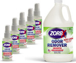Zorbx Bundle Of Odor Remover Sprays And Refill Solution - Perfect Solution For Funky And Foul Smells - All-Purpose Deodorizer Bundle - Includes 5 Odor Remover Sprays (2 Oz) & Refill Solution (1/2 Gal)