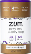 Zum Powdered Laundry Soap By Indigo Wild - Plant-Based Laundry Soap With Baking Soda, Coconut Oil & Essential Oils - 64 Loads (32 Oz) - Frankincense & Myrrh
