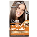 Kativa Brazilian Straightening Kit, 12 Weeks Of Home Use Professional Straightening, With Organic Argan Oil, Shea Butter, Keratin & Amino Acids, For Straighter, Softer And Shinier Hair, All Hair Types