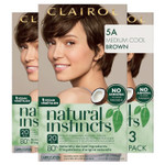 Clairol Natural Instincts Demi-Permanent Hair Dye, 5A Medium Cool Brown Hair Color, Pack of 35A Medium Cool Brown