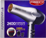 Red By Kiss Hair Dryer 2400 Tourmaline Ceramic Technology, Professional Blow Dryer, Maximum Shine, Fast Drying, Adjustable Settings, 3 Attachments, Salon Quality Red By Kiss Hair Dryer 2400 Tourmaline Ceramic Technology, Professional Blow Dryer, Maximum Shine, Fast Drying, Adjustable Settings, 3 Attachments, Salon Quality