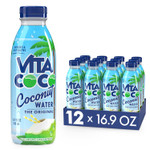 Vita Coco Coconut Water, Pure | Natural Hydrating Electrolyte Drink | Smart Alternative To Coffee, Soda, & Sports Drinks | Gluten Free | 16.9 Oz Slim Bottle (Pack Of 12)