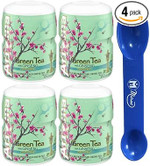 (Pack of 4) Arizona Green Tea with Ginseng & Honey Sugar Sweetened Powdered Drink Mix, 20.4 oz. Canisters (Miras 2-in-1 Measuring Spoon Included!)