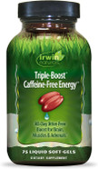 Irwin Naturals Triple-Boost Caffeine-Free Energy - Lasting, Jitter-Free Focus - Brain Boosting Nootropic - 75 Liquid Softgels Irwin Naturals Triple-Boost Caffeine-Free Energy - Lasting, Jitter-Free Focus - Brain Boosting Nootropic - 75 Liquid Softgels