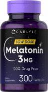 Carlyle Melatonin 3Mg | 300 Tablets | Low Dose | Drug Free | Vegetarian, Non-Gmo, Gluten Free