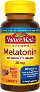 Nature Made Fast Dissolve Melatonin 10Mg, Maximum Strength 100% Drug Free Sleep Aid For Adults, 45 Tablets, 45 Day Supply